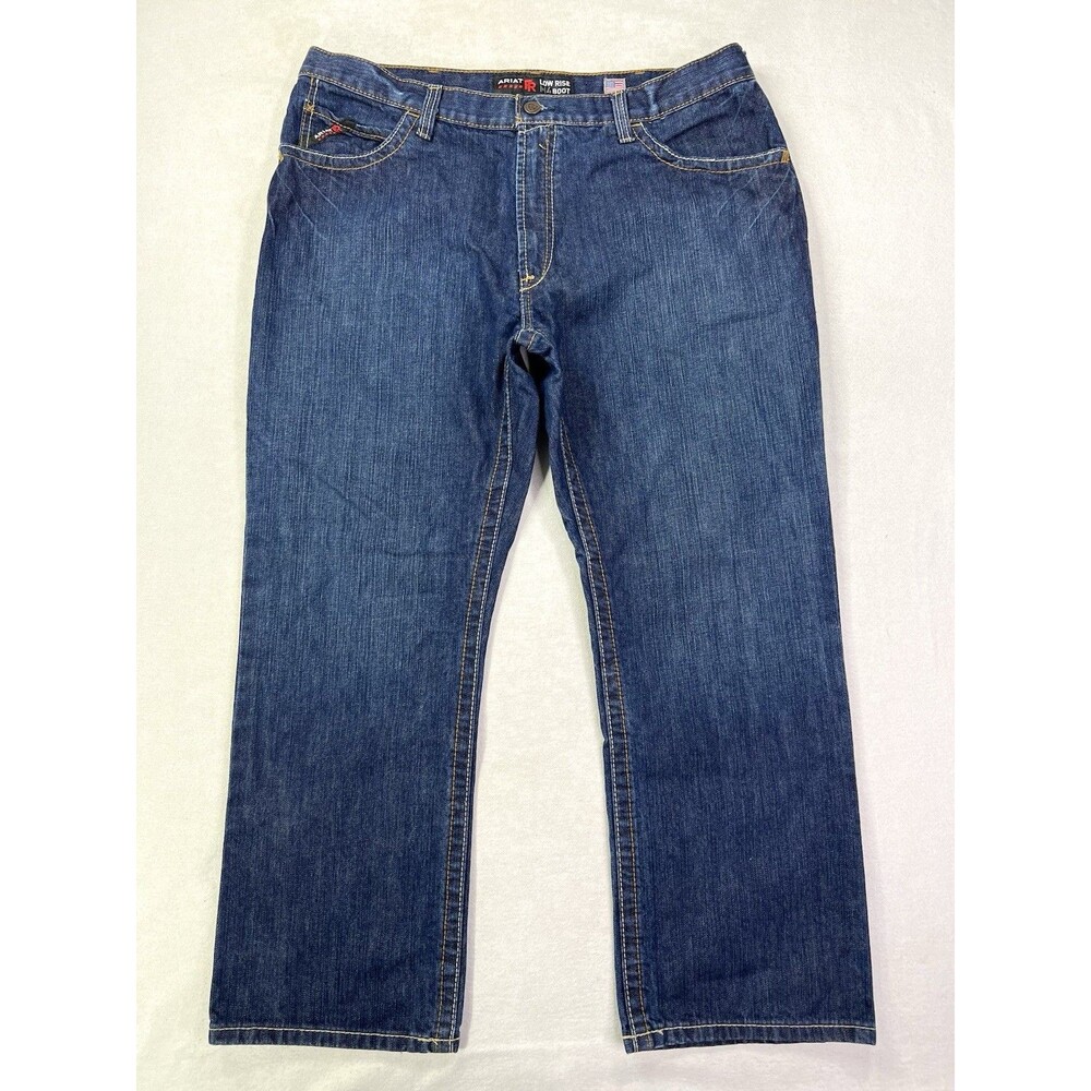 Ariat FR M4 Low Rise Boot Cut Jeans Mens 38x30 Blue Flame Resistant Denim